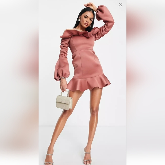 ASOS DESIGN Mini dress in Dusty Pink - Picture 1 of 5